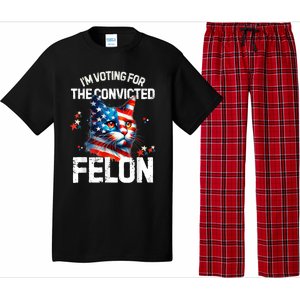 Im Voting For The Convicted Felon Funny Pro Trump Cat Lover Pajama Set