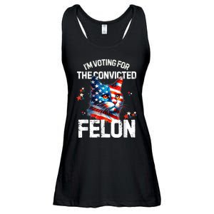 Im Voting For The Convicted Felon Funny Pro Trump Cat Lover Ladies Essential Flowy Tank