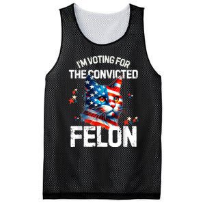 Im Voting For The Convicted Felon Funny Pro Trump Cat Lover Mesh Reversible Basketball Jersey Tank