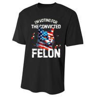 Im Voting For The Convicted Felon Funny Pro Trump Cat Lover Performance Sprint T-Shirt