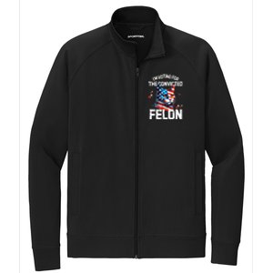 Im Voting For The Convicted Felon Funny Pro Trump Cat Lover Stretch Full-Zip Cadet Jacket