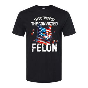 Im Voting For The Convicted Felon Funny Pro Trump Cat Lover Softstyle CVC T-Shirt