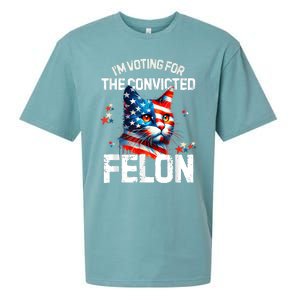 Im Voting For The Convicted Felon Funny Pro Trump Cat Lover Sueded Cloud Jersey T-Shirt