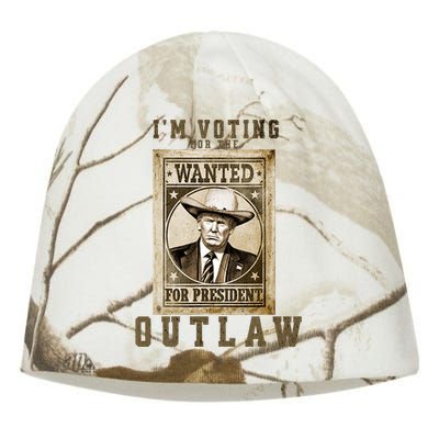 IM Voting For The Outlaw Wanted For President Trump 2024 Kati - Camo Knit Beanie