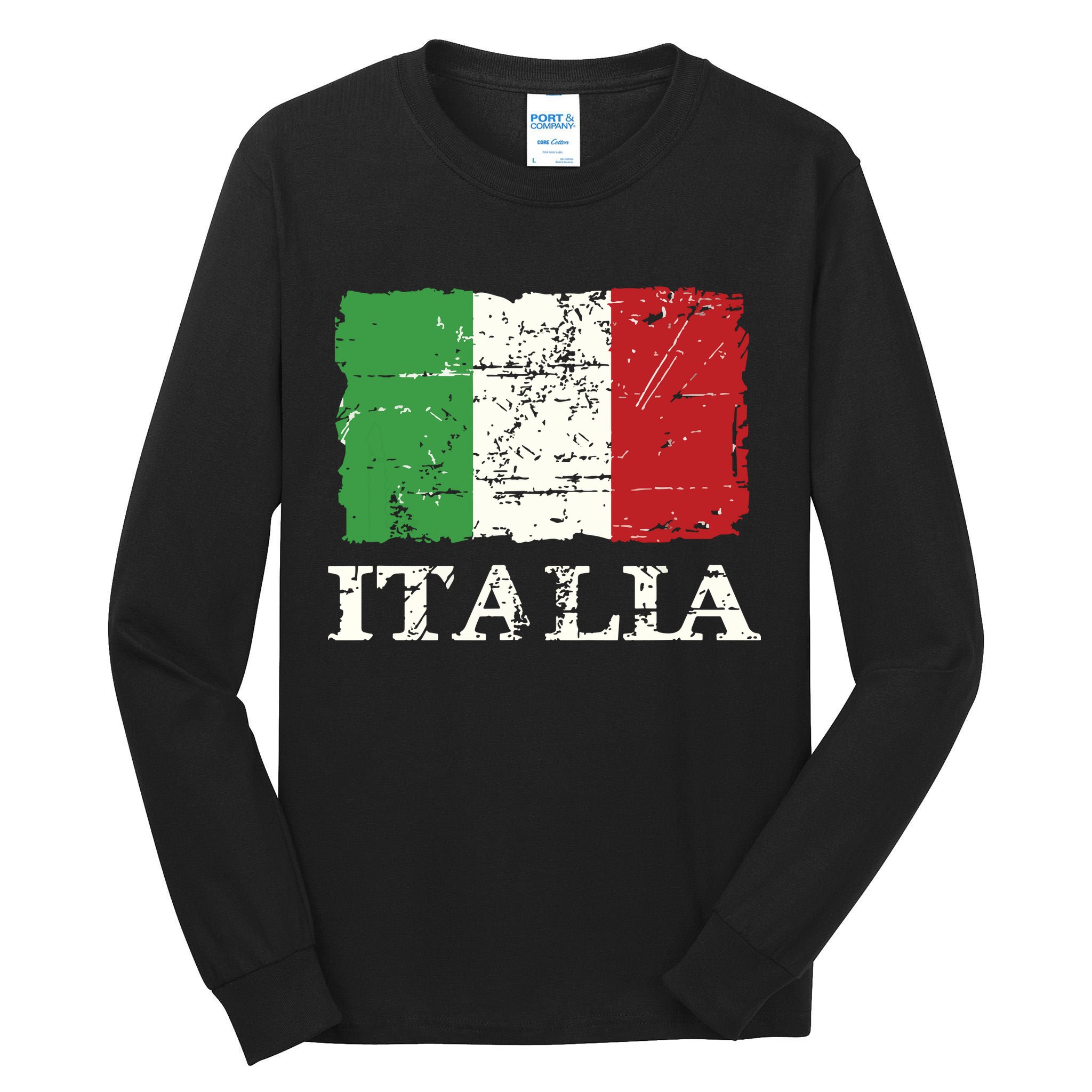 Italian Vintage Flag Italy Retro Banner Ensign Tall Long Sleeve T-Shirt
