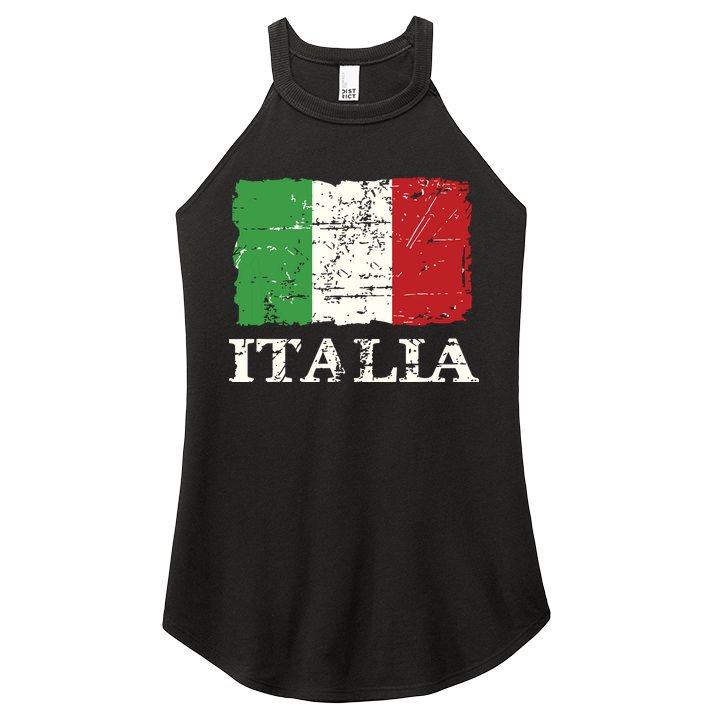 Italian Vintage Flag Italy Retro Banner Ensign Women's Perfect Tri Rocker Tank