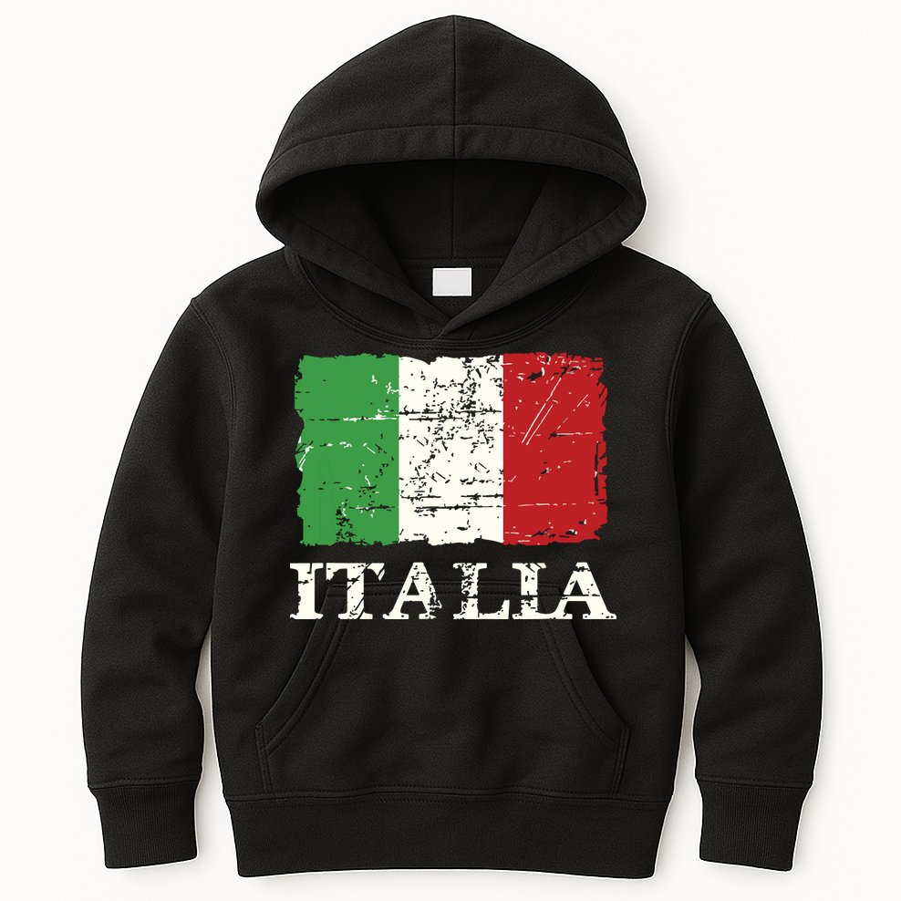 Italian Vintage Flag Italy Retro Banner Ensign Kids Hoodie