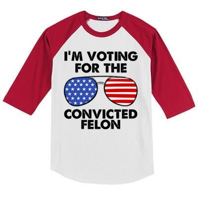 Im Voting For The Convicted Felon Pro Trump Usa Kids Colorblock Raglan Jersey