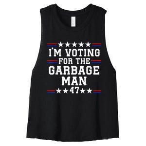 IM Voting For The Garbage Man Garbage For Trump 2024 Women's Racerback Cropped Tank