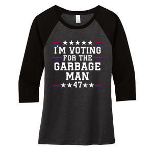 IM Voting For The Garbage Man Garbage For Trump 2024 Women's Tri-Blend 3/4-Sleeve Raglan Shirt