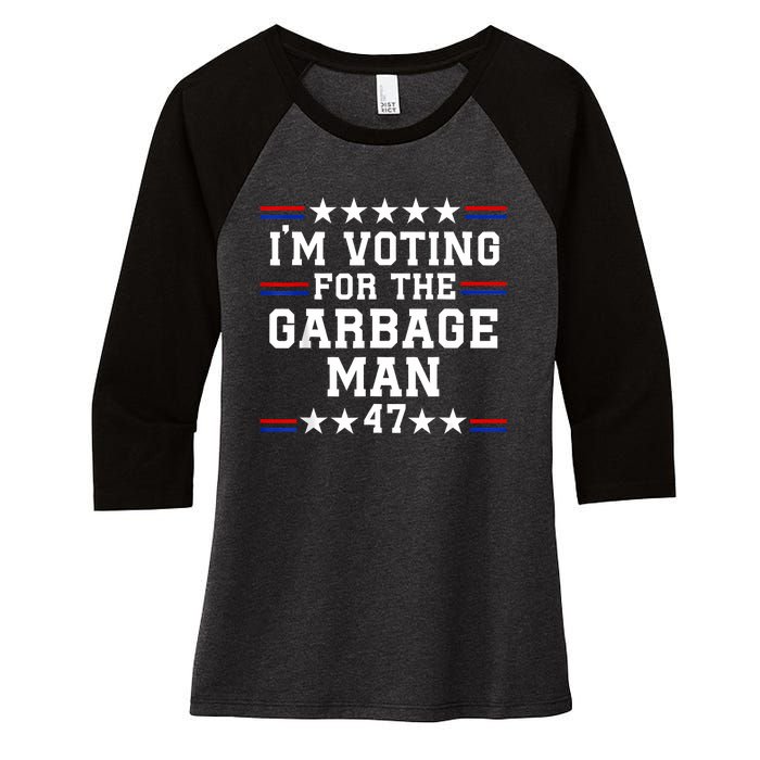 IM Voting For The Garbage Man Garbage For Trump 2024 Women's Tri-Blend 3/4-Sleeve Raglan Shirt