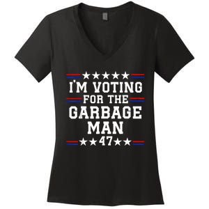 IM Voting For The Garbage Man Garbage For Trump 2024 Women's V-Neck T-Shirt