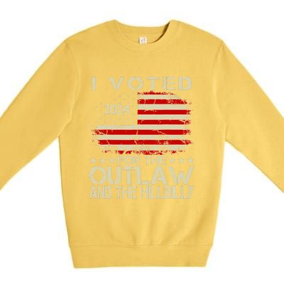 I Voted For The Outlaw And The Hillbilly 2024 Trump Victory Premium Crewneck Sweatshirt