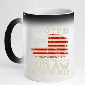 I Voted For The Outlaw And The Hillbilly 2024 Trump Victory 11oz Black Color Changing Mug