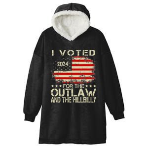 I Voted For The Outlaw And The Hillbilly 2024 Trump Victory Hooded Wearable Blanket