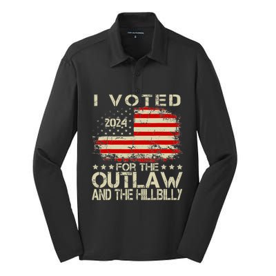 I Voted For The Outlaw And The Hillbilly 2024 Trump Victory Silk Touch Performance Long Sleeve Polo