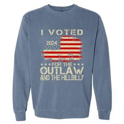 I Voted For The Outlaw And The Hillbilly 2024 Trump Victory Garment-Dyed Sweatshirt