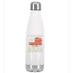 I Voted For The Outlaw And The Hillbilly 2024 Trump Victory Stainless Steel Insulated Water Bottle