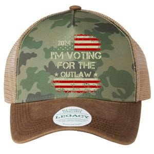 IM Voting For The Outlaw Wanted For President Trump 2024 Legacy Tie Dye Trucker Hat