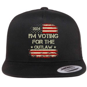 IM Voting For The Outlaw Wanted For President Trump 2024 Flat Bill Trucker Hat