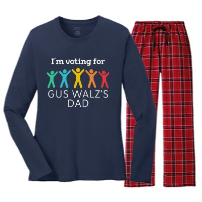 IM Voting For Gus Walz Dad Harris Walz 2024 Women's Long Sleeve Flannel Pajama Set 