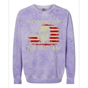 IM Voting For The Outlaw Wanted For President Trump 2024 Colorblast Crewneck Sweatshirt