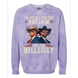 IM Voting For The Outlaw And The Hillbilly Trump Vance 2024 Colorblast Crewneck Sweatshirt