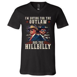 IM Voting For The Outlaw And The Hillbilly Trump Vance 2024 V-Neck T-Shirt