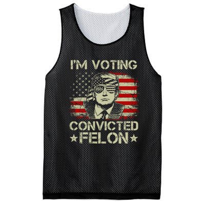 Im Voting For The Convicted Felon Trump 2024 American Flag Vintage Mesh Reversible Basketball Jersey Tank