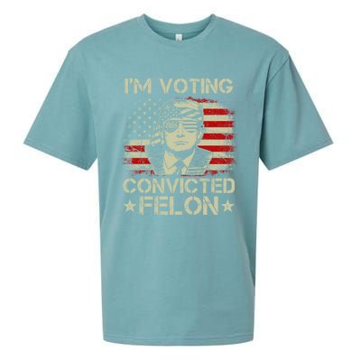 Im Voting For The Convicted Felon Trump 2024 American Flag Vintage Sueded Cloud Jersey T-Shirt