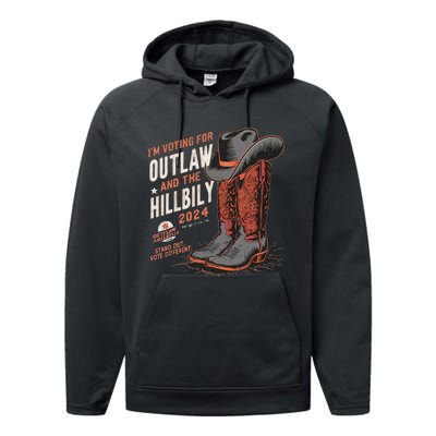 IM Voting For The Outlaw And The Hillbilly 2024 Retro Performance Fleece Hoodie