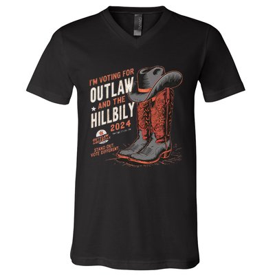 IM Voting For The Outlaw And The Hillbilly 2024 Retro V-Neck T-Shirt