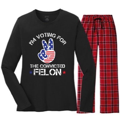 IM Voting For The Convicted Felon Women's Long Sleeve Flannel Pajama Set 