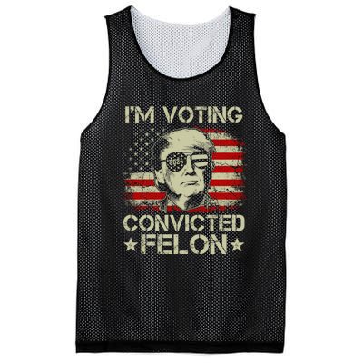 Im Voting For The Convicted Felon Trump 2024 American Flag Vintage Mesh Reversible Basketball Jersey Tank