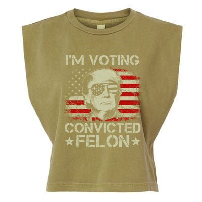 Im Voting For The Convicted Felon Trump 2024 American Flag Vintage Garment-Dyed Women's Muscle Tee