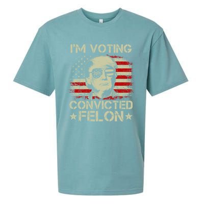 Im Voting For The Convicted Felon Trump 2024 American Flag Vintage Sueded Cloud Jersey T-Shirt