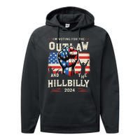 IM Voting For The Outlaw And The Hillbilly 2024 Us Flag Performance Fleece Hoodie