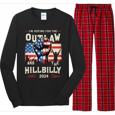 IM Voting For The Outlaw And The Hillbilly 2024 Us Flag Long Sleeve Pajama Set