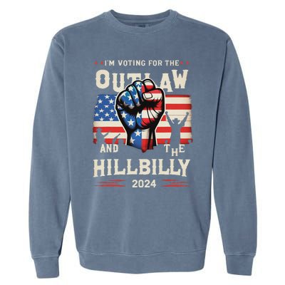 IM Voting For The Outlaw And The Hillbilly 2024 Us Flag Garment-Dyed Sweatshirt