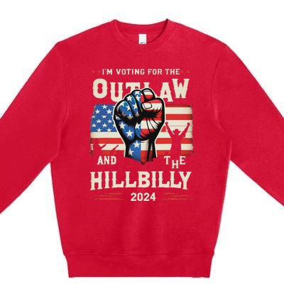 IM Voting For The Outlaw And The Hillbilly 2024 Us Flag Premium Crewneck Sweatshirt