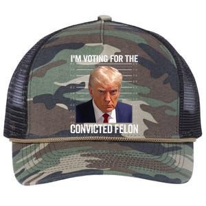 Im Voting For The Convicted Felon Funny Pro Trump 2024 Retro Rope Trucker Hat Cap