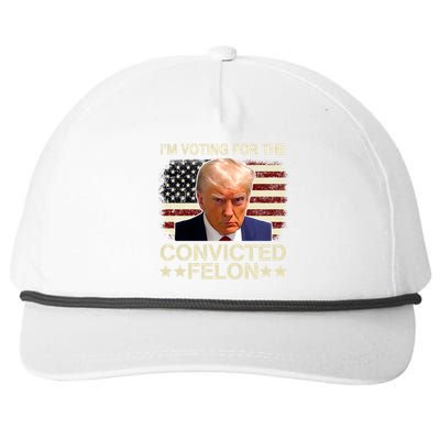 Im Voting For The Convicted Felon Trump 2024 American Flag Vintage Snapback Five-Panel Rope Hat