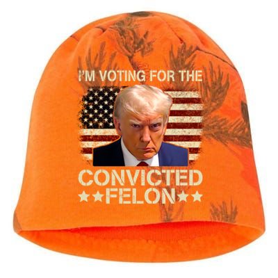 Im Voting For The Convicted Felon Trump 2024 American Flag Vintage Kati - Camo Knit Beanie