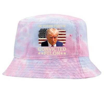 Im Voting For The Convicted Felon Trump 2024 American Flag Vintage Tie-Dyed Bucket Hat