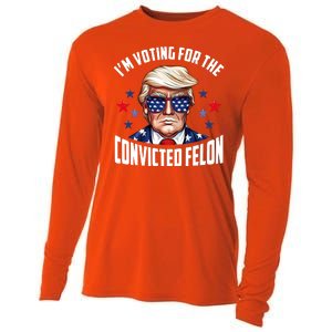 Im Voting For The Convicted Felon Funny Pro Trump Usa Cooling Performance Long Sleeve Crew