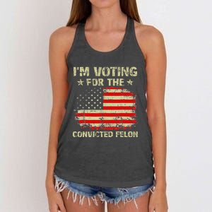 IM Voting For The Convicted Felon Us Flag Trump 2024 Women's Knotted Racerback Tank