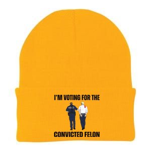 Im Voting For The Convicted Felon Funny Pro Trump 2024 Knit Cap Winter Beanie