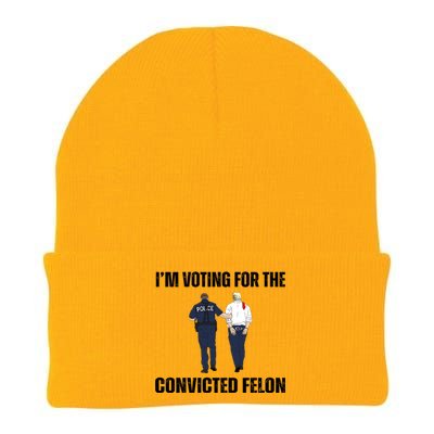 Im Voting For The Convicted Felon Funny Pro Trump 2024 Knit Cap Winter Beanie