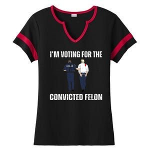 Im Voting For The Convicted Felon Funny Pro Trump 2024 Ladies Halftime Notch Neck Tee