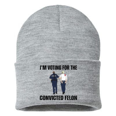 Im Voting For The Convicted Felon Funny Pro Trump 2024 Sustainable Knit Beanie